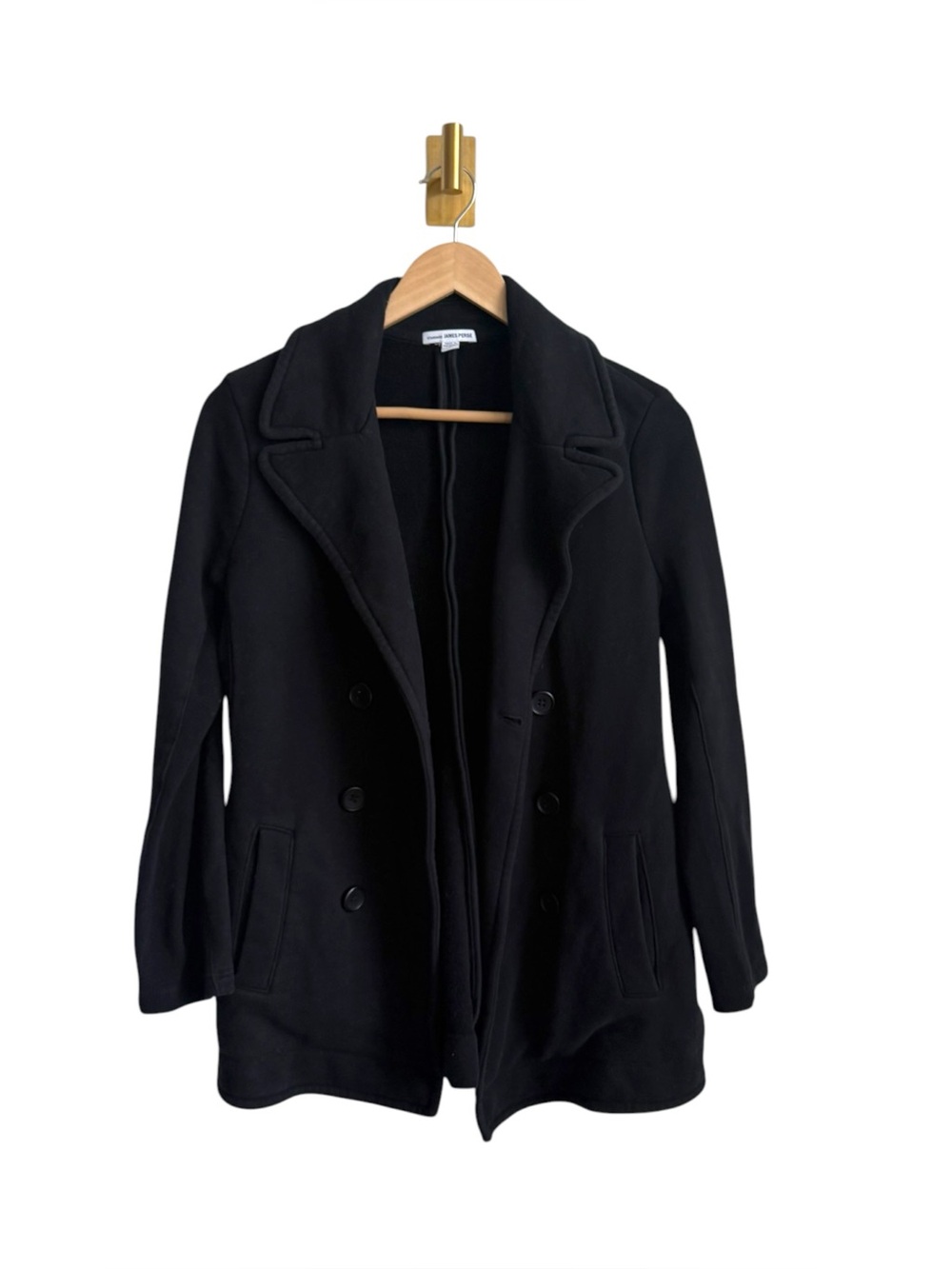 James Perse Women's Black Cotton Peacoat Double Breasted Jacket Size 3 Large